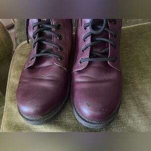 Burgundy Faux Leather Women's Shoes